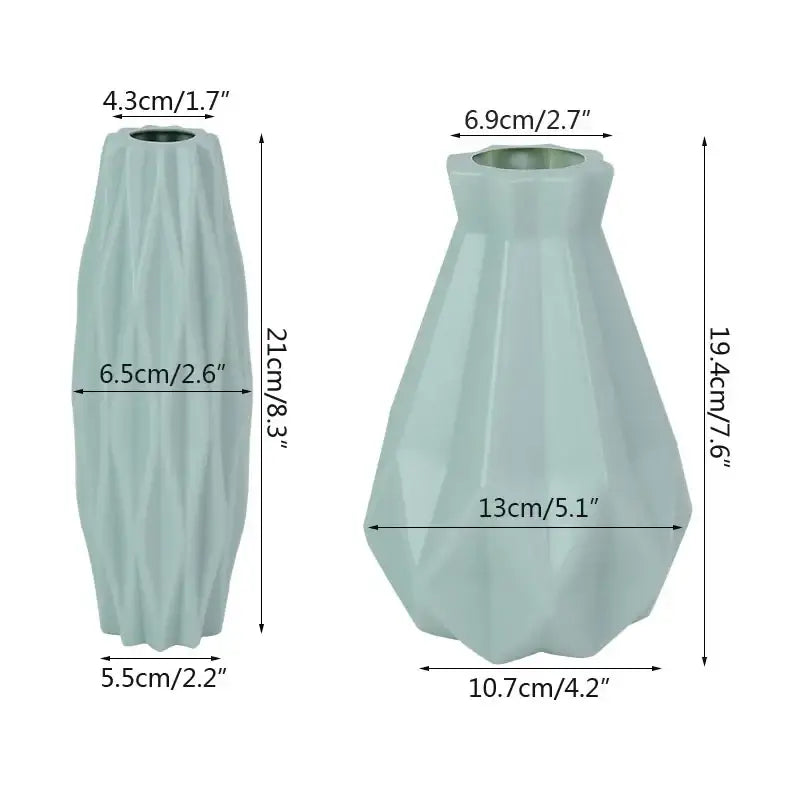Modern pink & white faceted flower vase for living room home decor