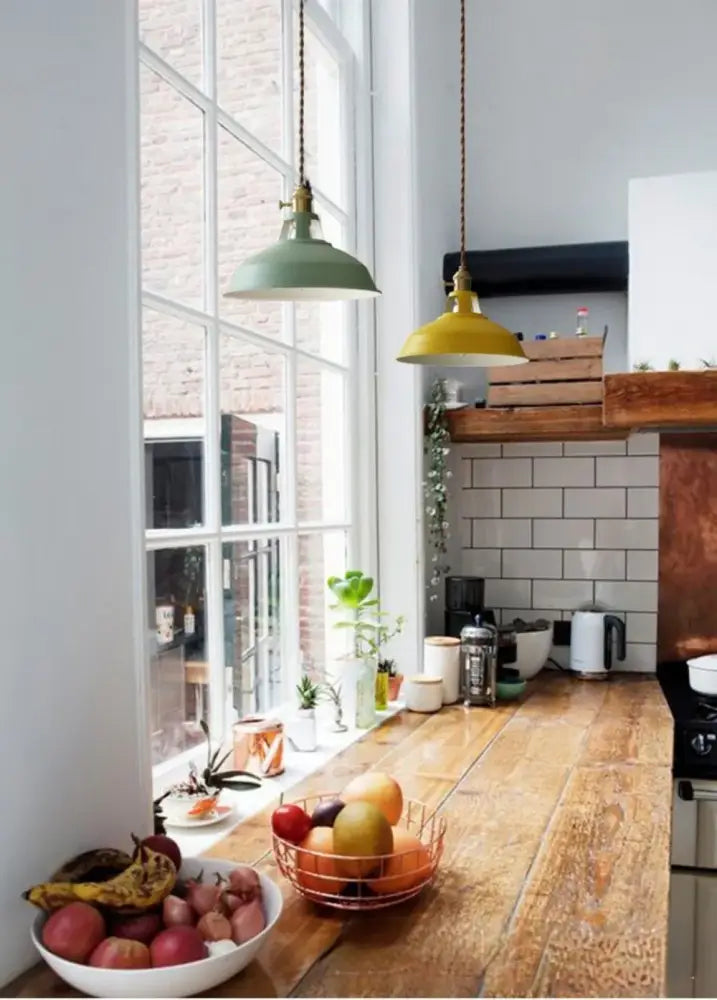 Pastel industrial retro pendant lights kitchen brass hardware