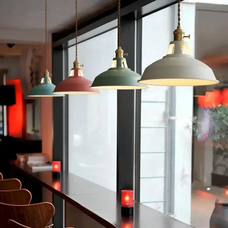Pastel industrial retro pendant lights kitchen brass hardware