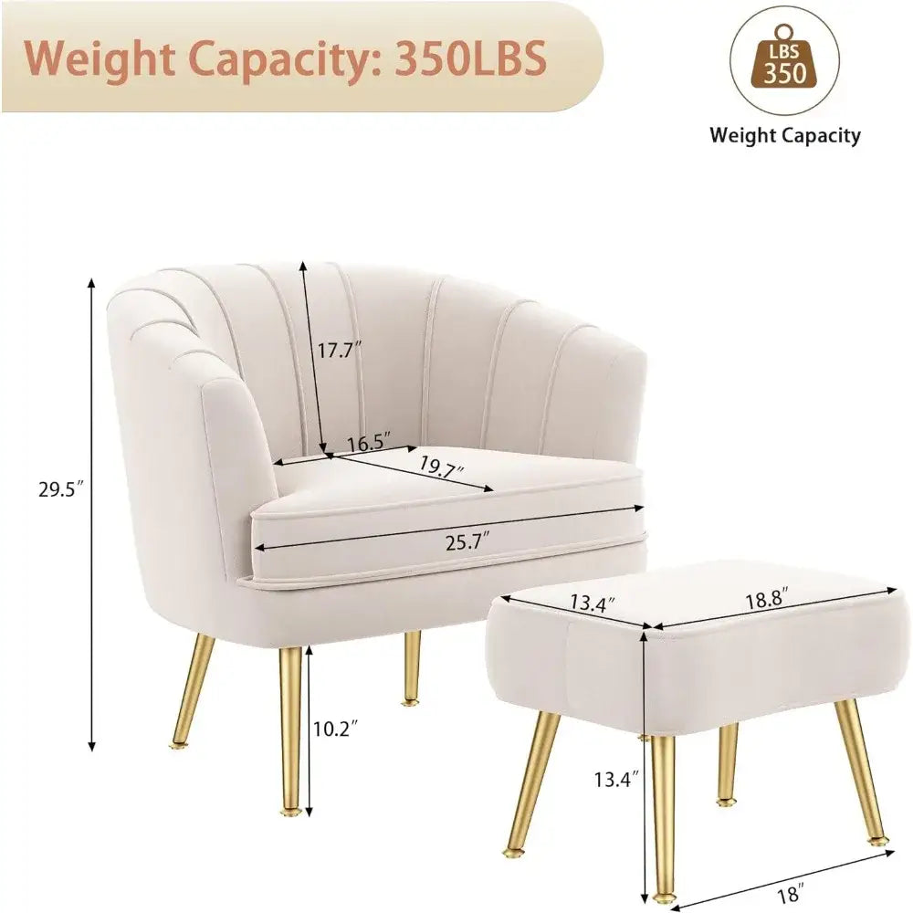 Decorbites comfortable beige bucket armchair and ottoman living room