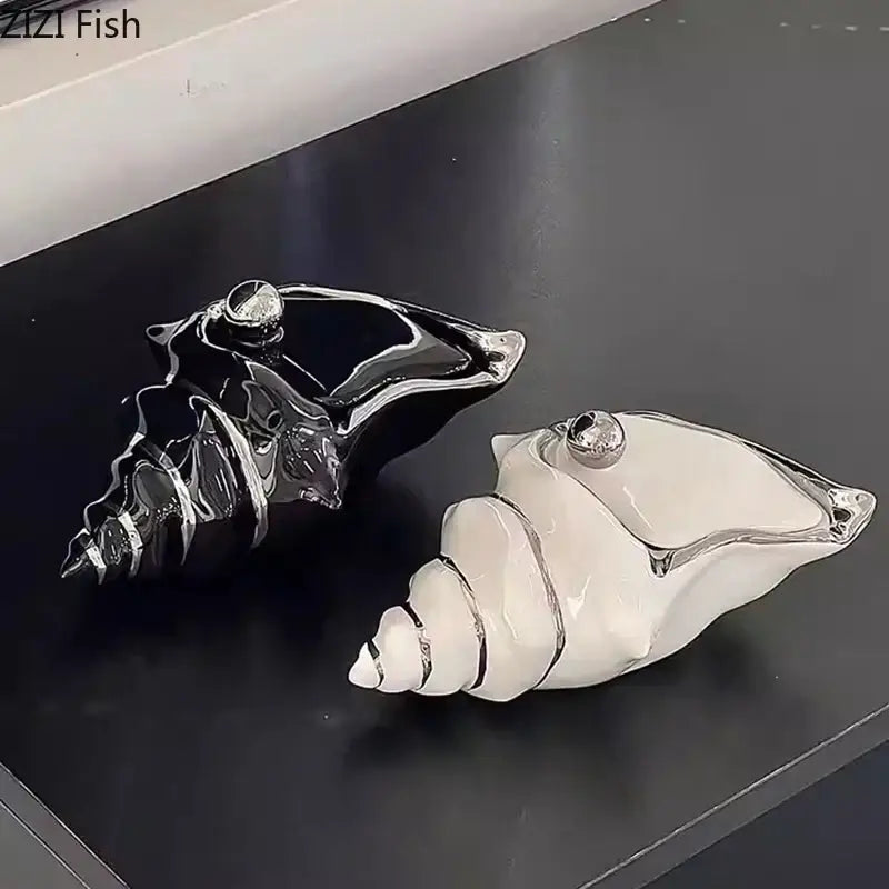 Decorbites conch ashtray silver and white ceramic living room decor