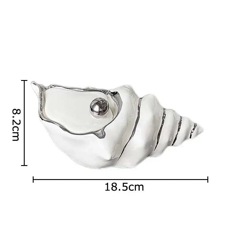 Decorbites conch ashtray silver and white ceramic living room decor