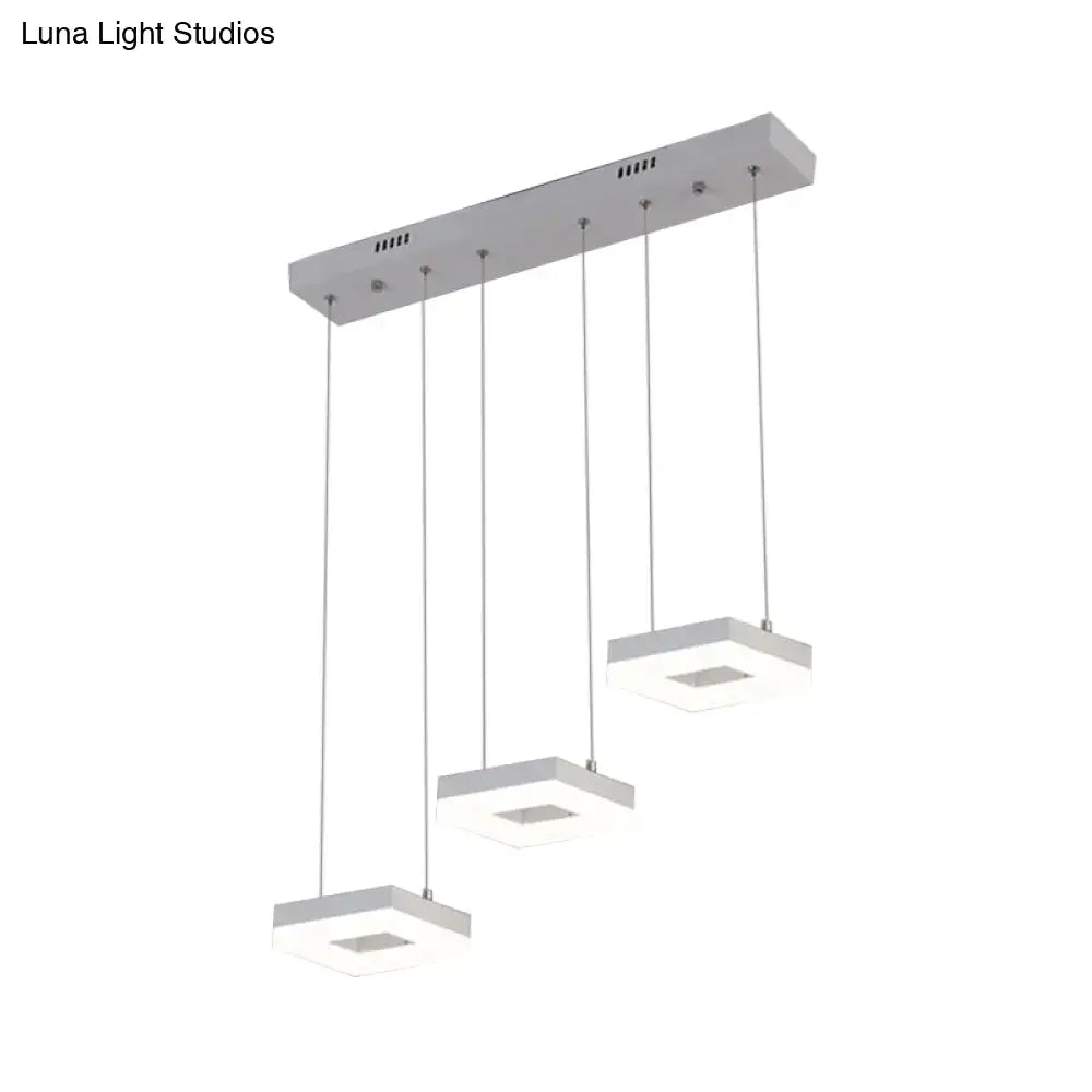Modern silver acrylic square island light kitchen pendant fixture
