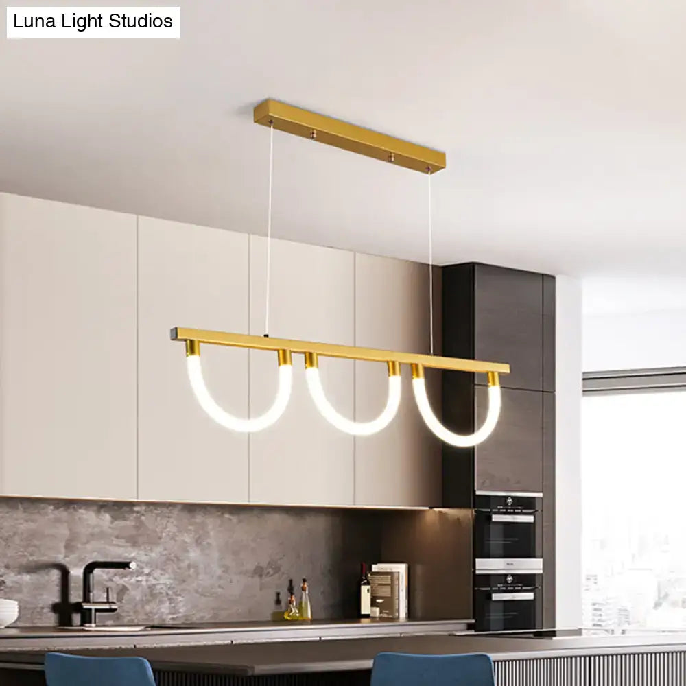 Contemporary black & gold 3-light island lamp – kitchen pendant