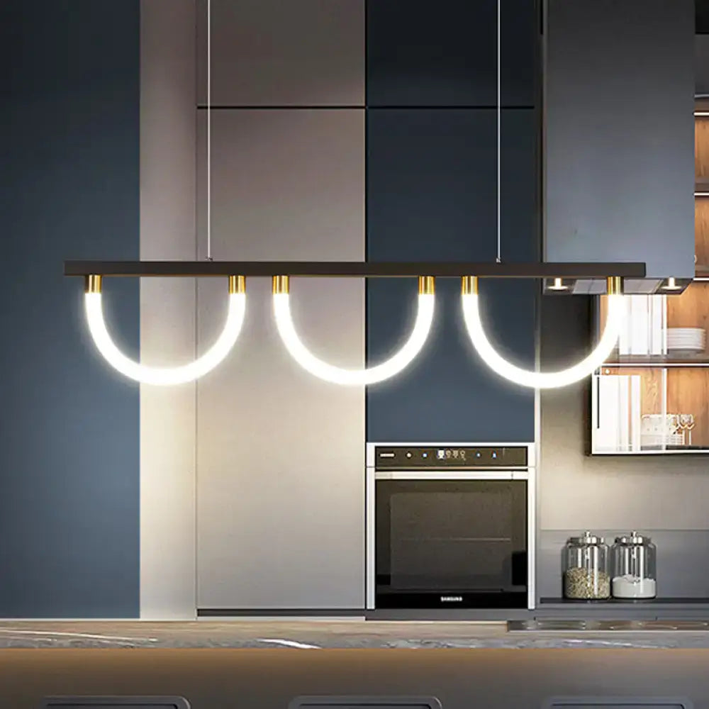 Contemporary black & gold 3-light island lamp – kitchen pendant
