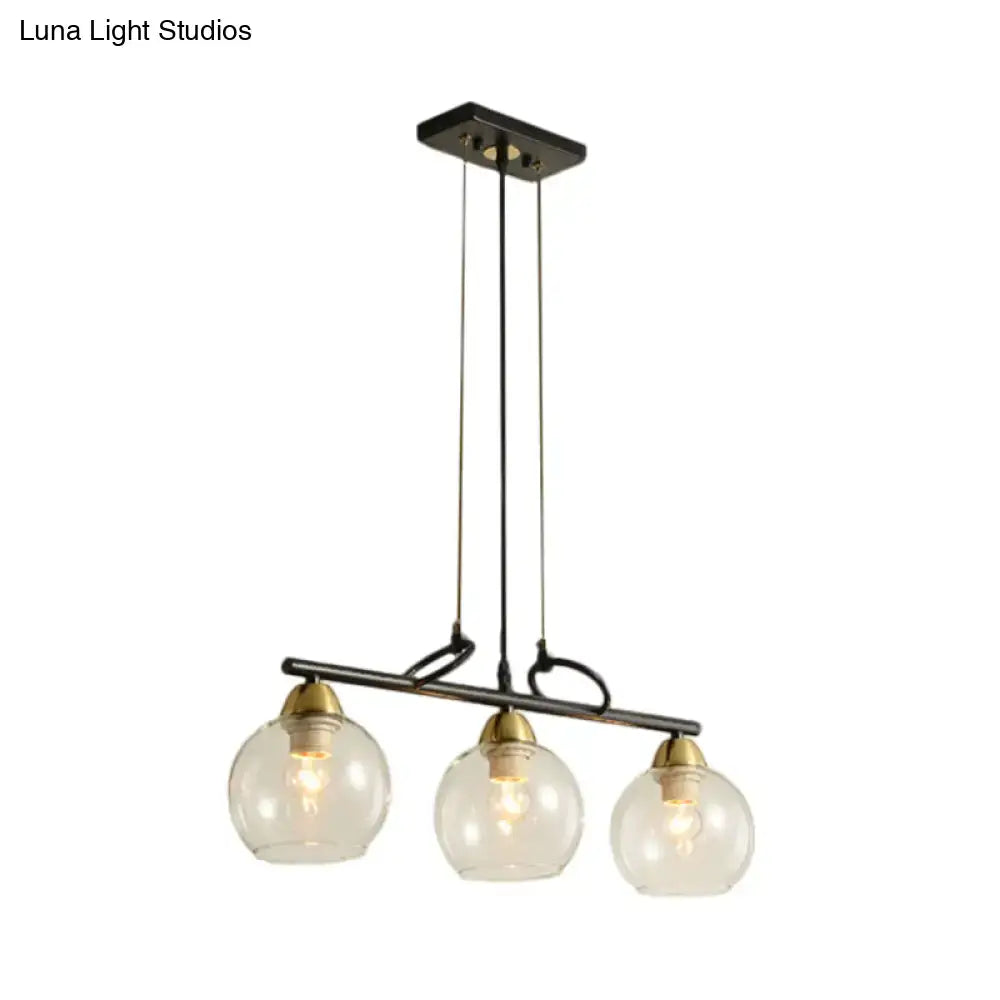 Modern black and brass pendant light kit – dining hall glass globes