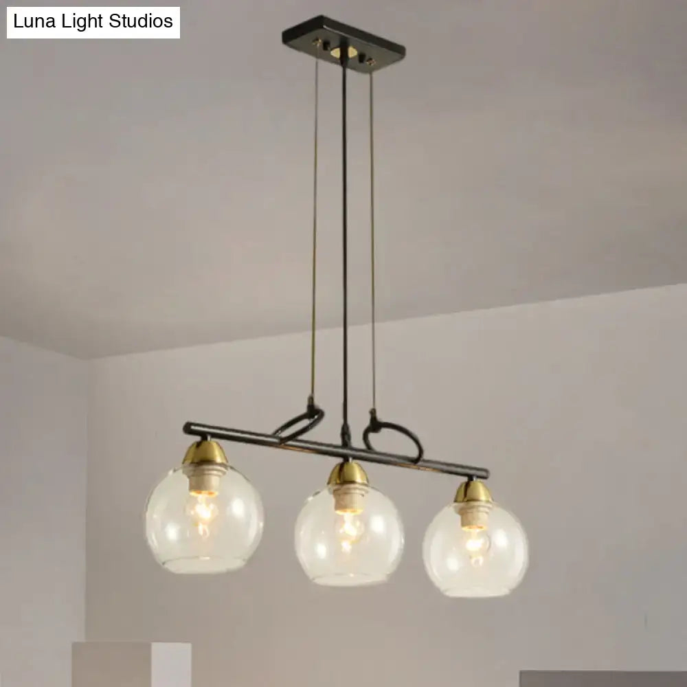 Modern black and brass pendant light kit – dining hall glass globes