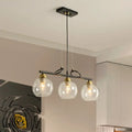 Modern black and brass pendant light kit – dining hall glass globes