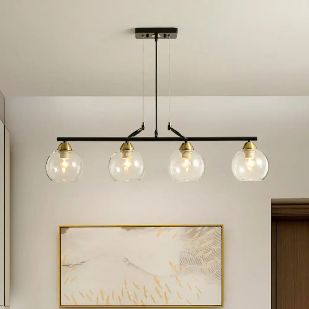 Modern black and brass pendant light kit – dining hall glass globes