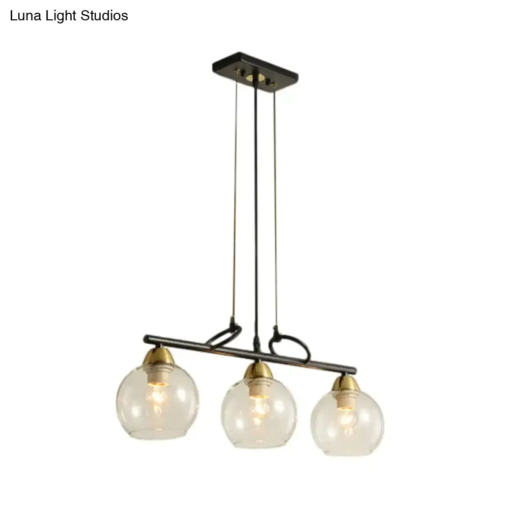 Modern black and brass pendant light kit – dining hall glass globes