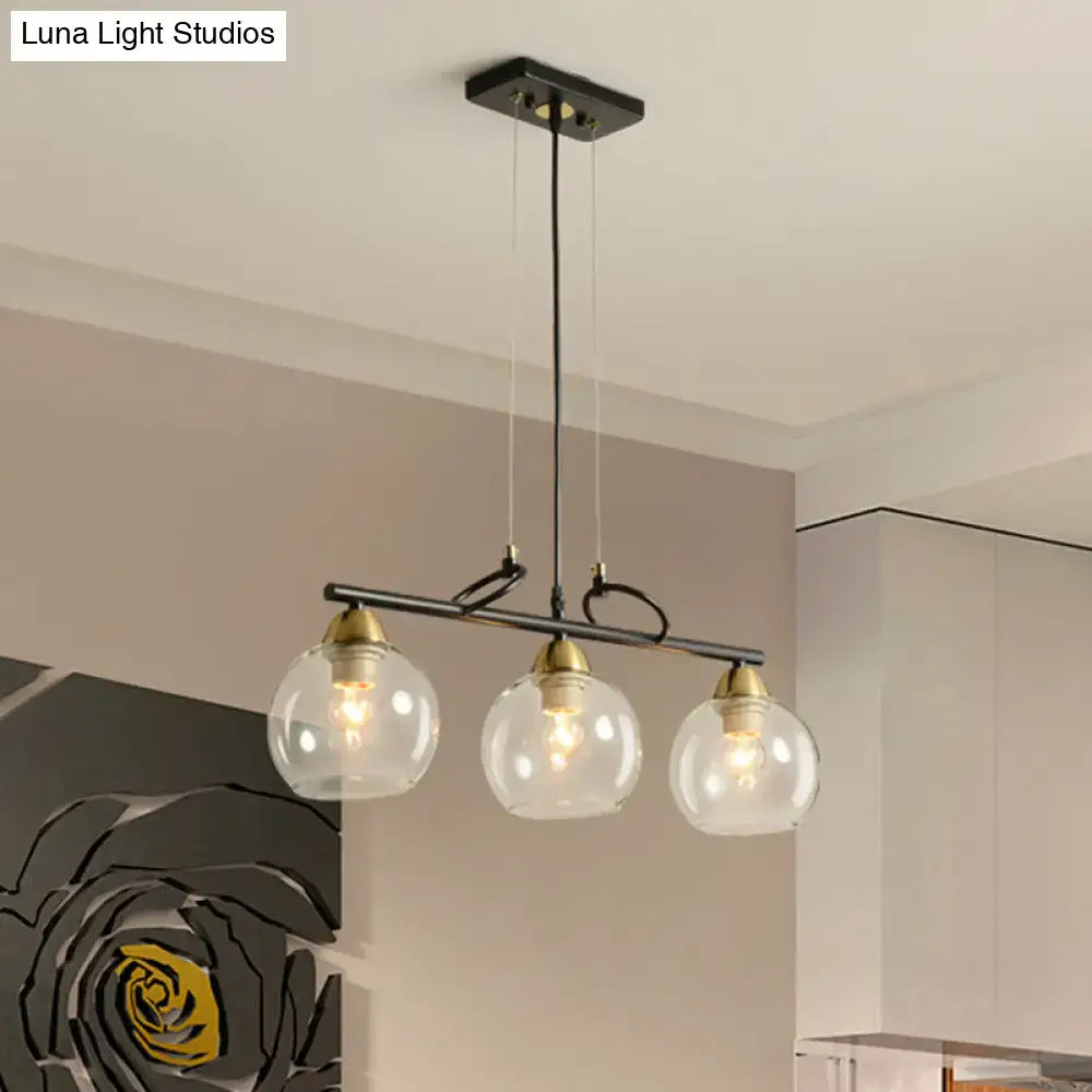 Modern black and brass pendant light kit – dining hall glass globes
