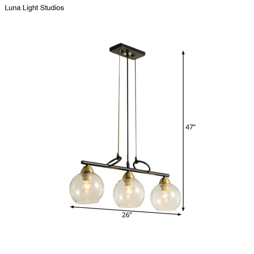 Modern black and brass pendant light kit – dining hall glass globes