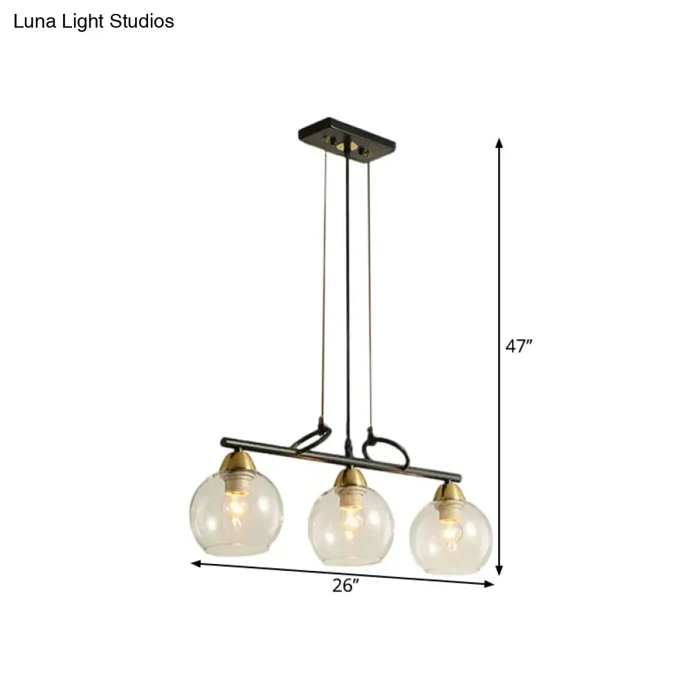 Modern black and brass pendant light kit – dining hall glass globes