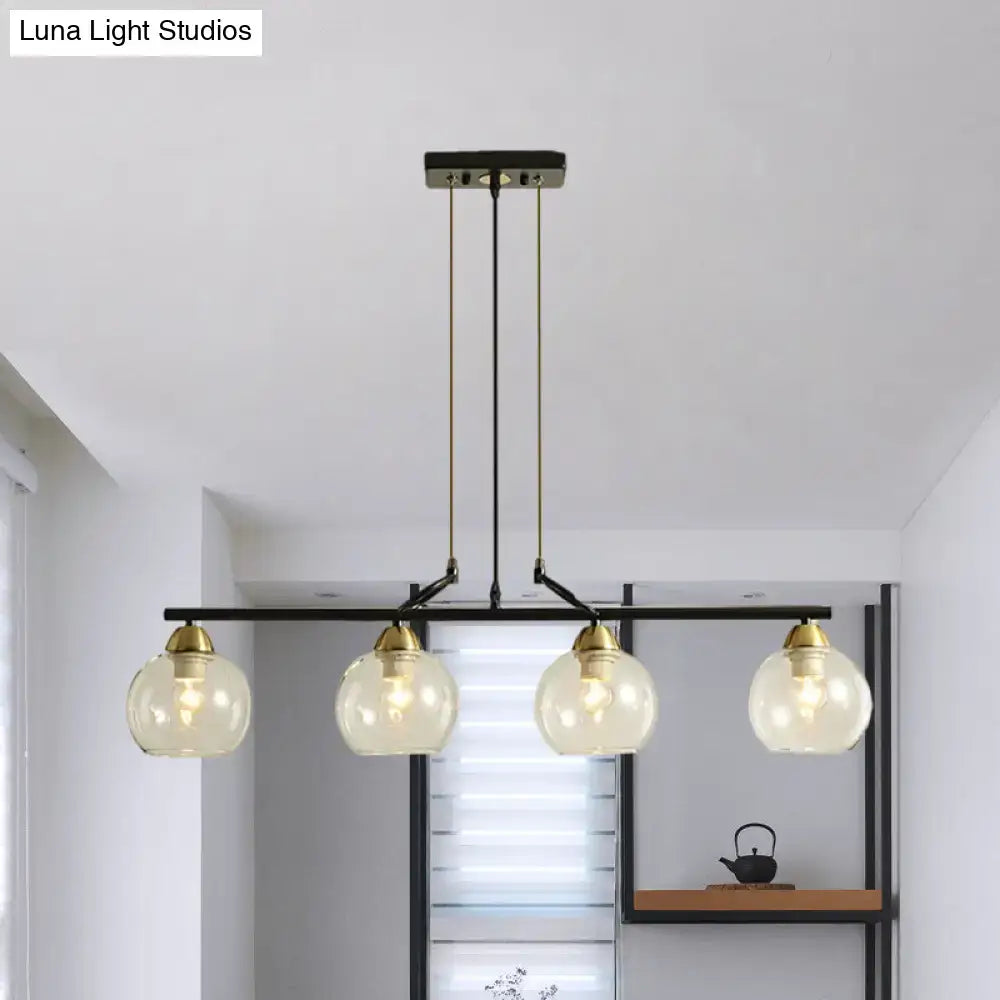 Modern black and brass pendant light kit – dining hall glass globes