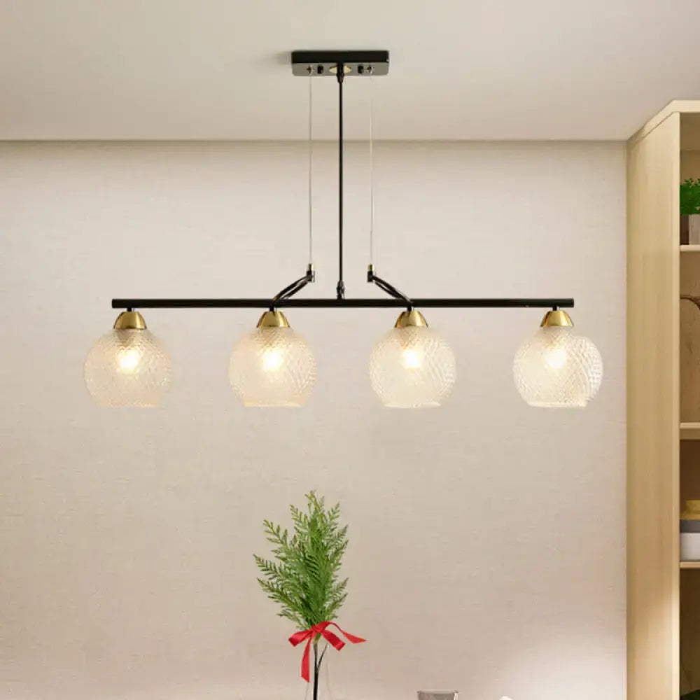 Modern black and brass pendant light kit – dining hall glass globes