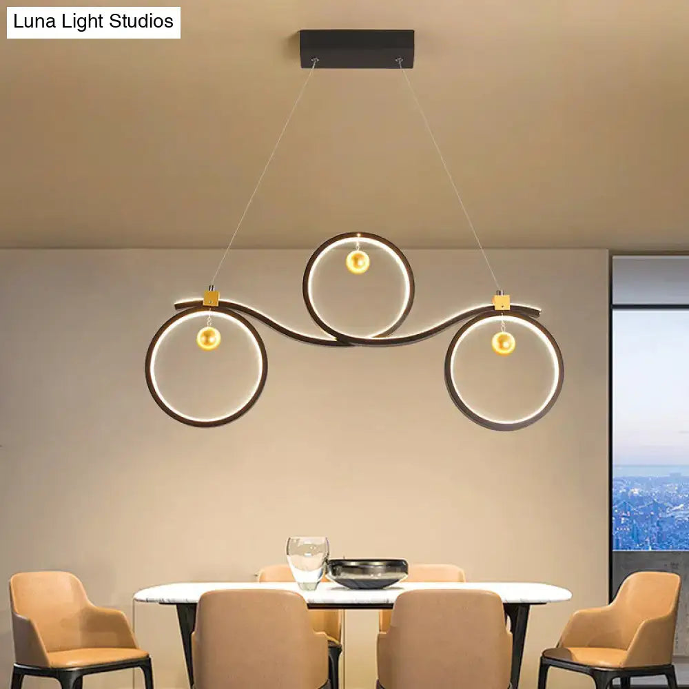 Modern black symmetrical rings island pendant light kitchen lighting