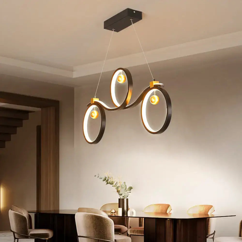 Modern black symmetrical rings island pendant light kitchen lighting