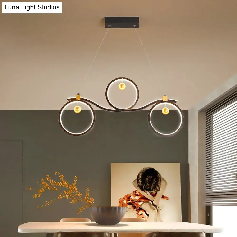 Modern black symmetrical rings island pendant light kitchen lighting