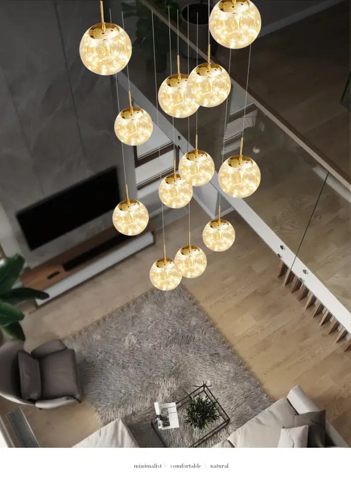Modern spiral crystal ball chandelier dining room pendant light