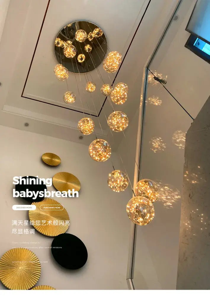 Modern spiral crystal ball chandelier dining room pendant light