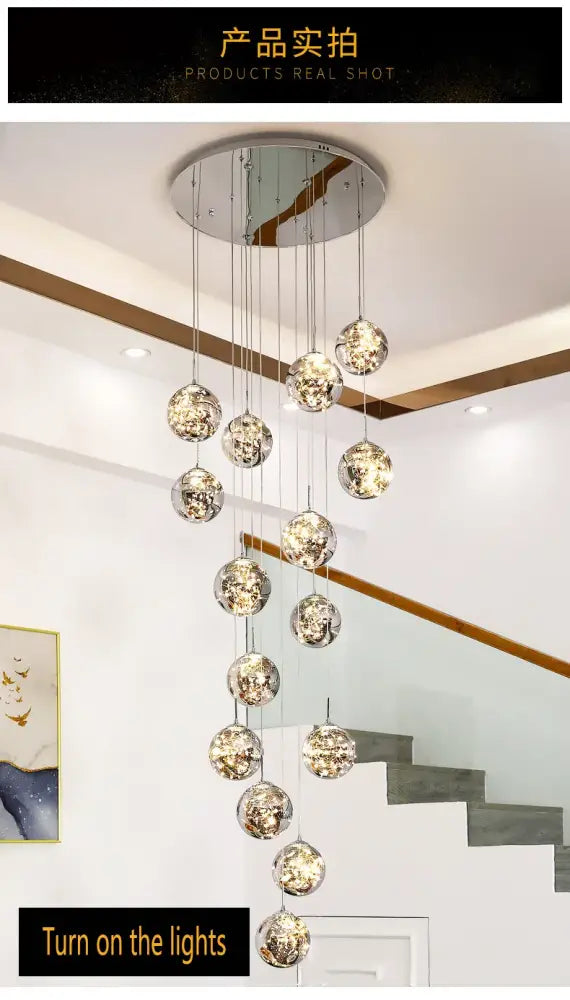 Modern spiral crystal ball chandelier dining room pendant light