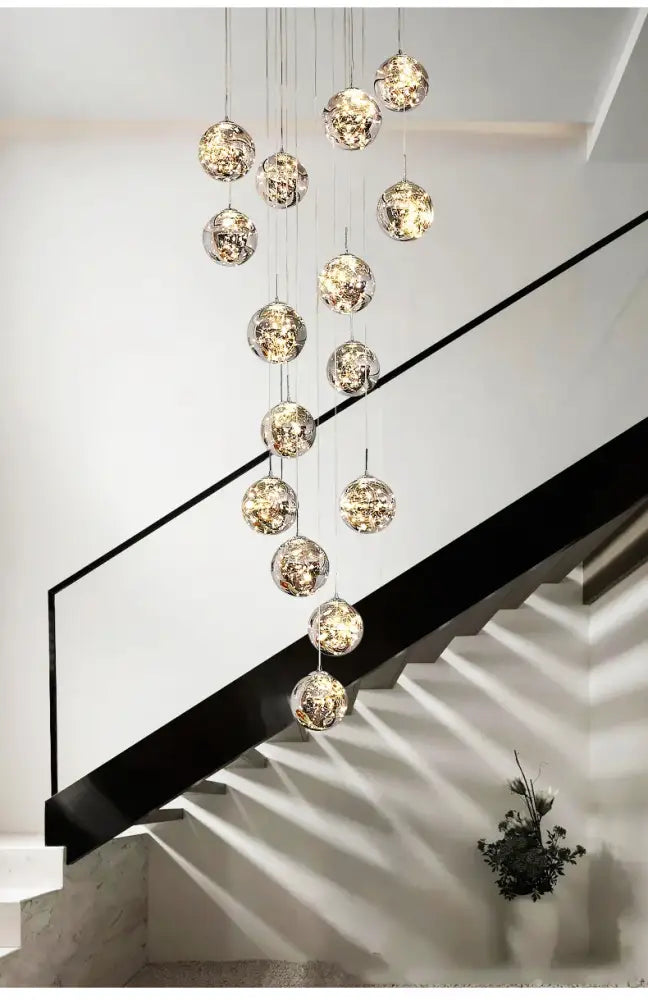 Modern spiral crystal ball chandelier dining room pendant light