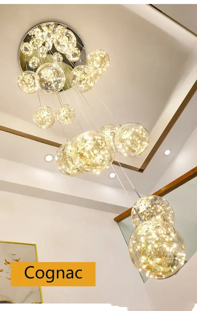Modern spiral crystal ball chandelier dining room pendant light