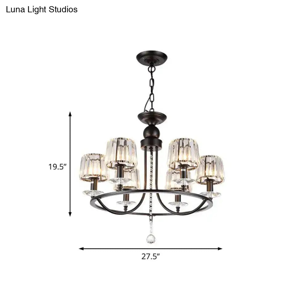 Contemporary crystal black circle hanging light for bedroom