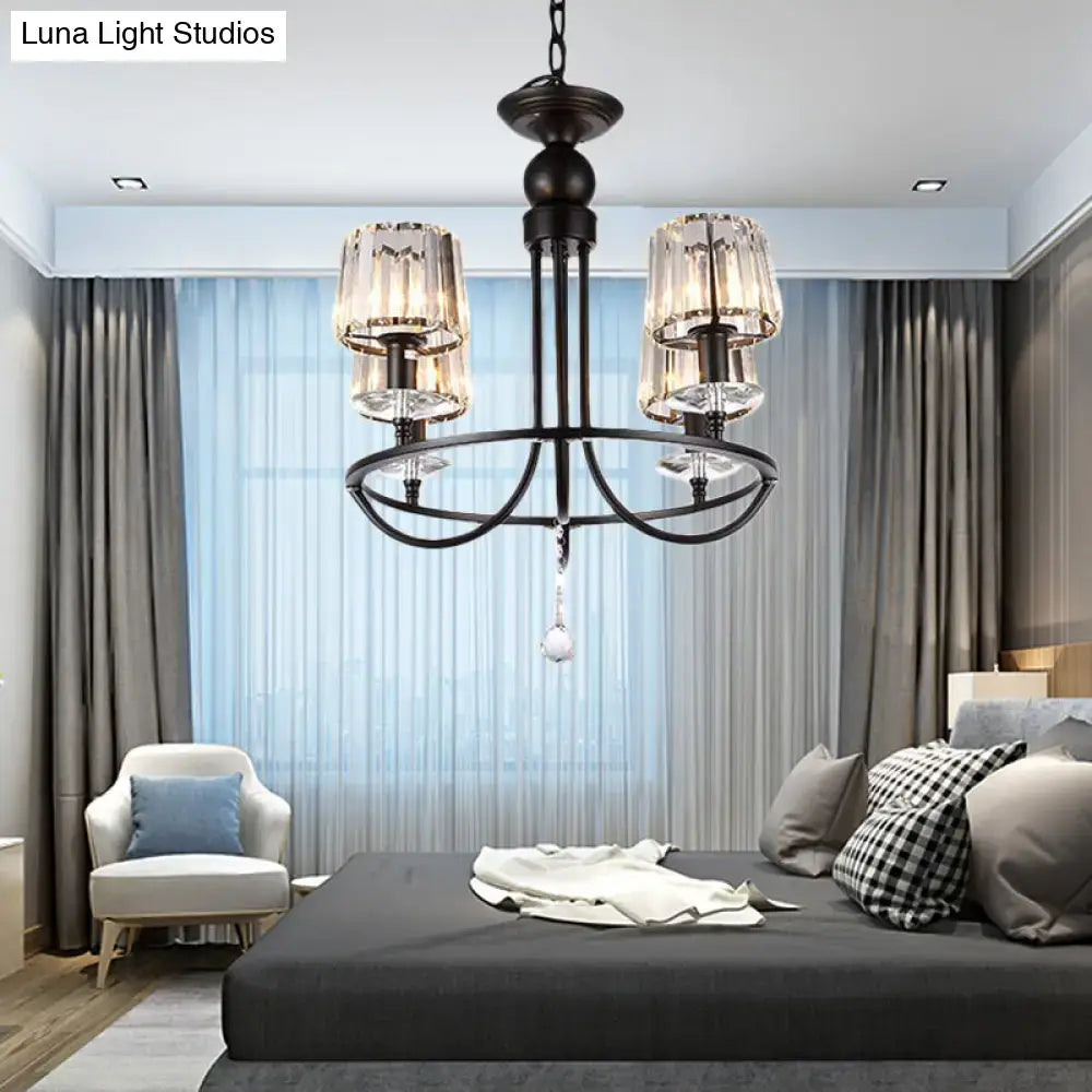 Contemporary crystal black circle hanging light for bedroom