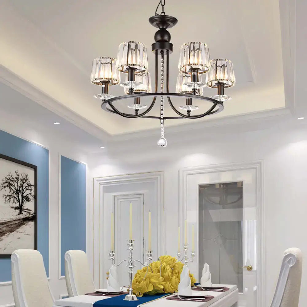 Contemporary crystal black circle hanging light for bedroom