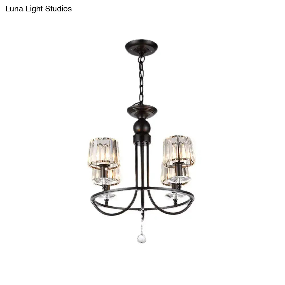Contemporary crystal black circle hanging light for bedroom