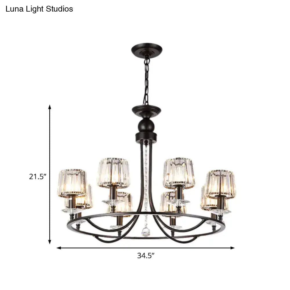 Contemporary crystal black circle hanging light for bedroom