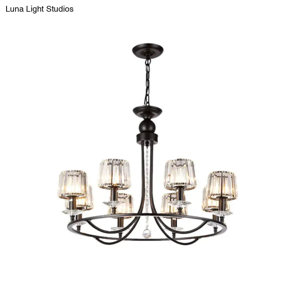 Contemporary crystal black circle hanging light for bedroom