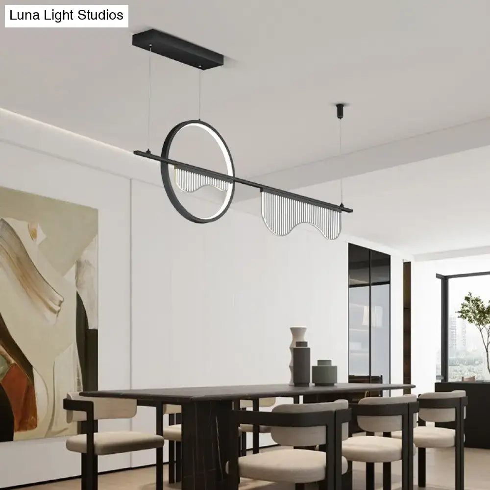 Modern black & white geometric led pendant light for dining room