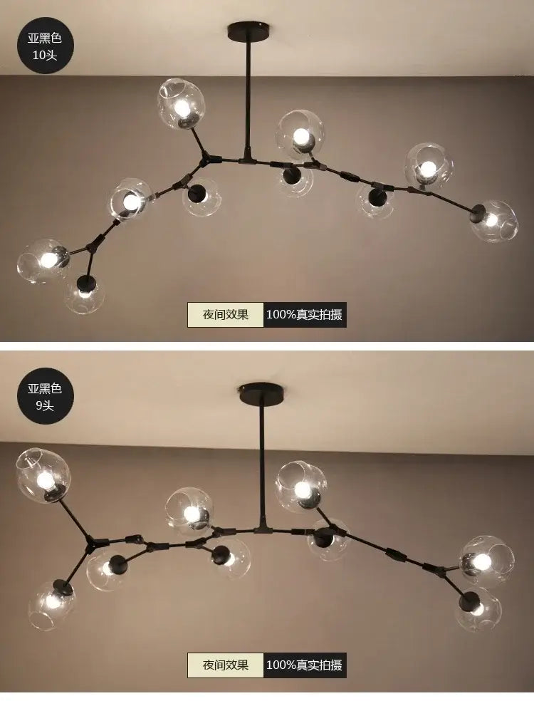 Modern teal glass bubble chandelier living room eight globe light