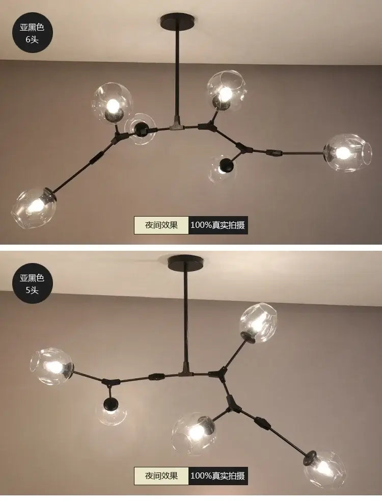 Modern teal glass bubble chandelier living room eight globe light