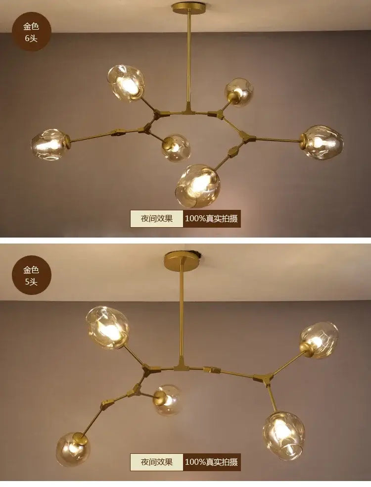 Modern teal glass bubble chandelier living room eight globe light