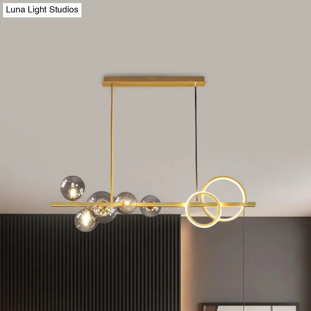 Modern gold glass island lamp dining room pendant light