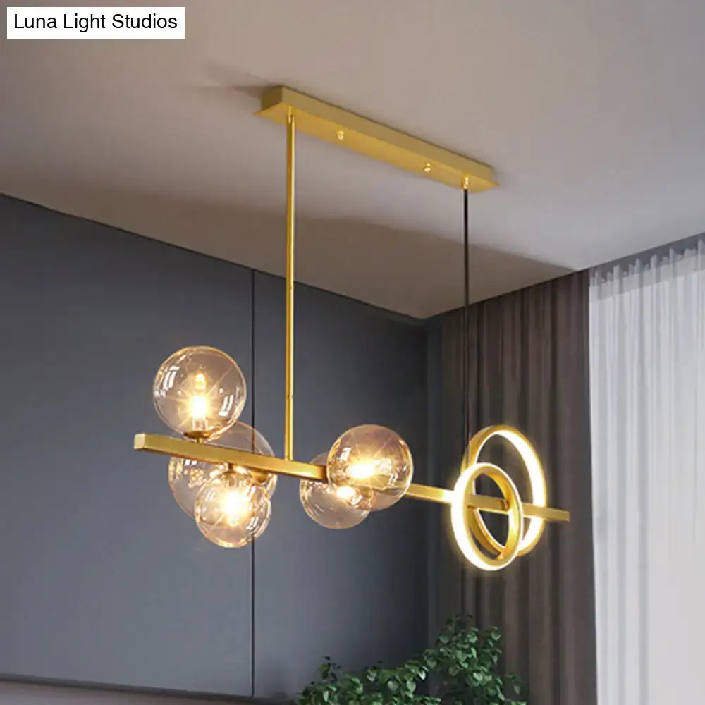 Modern gold glass island lamp dining room pendant light