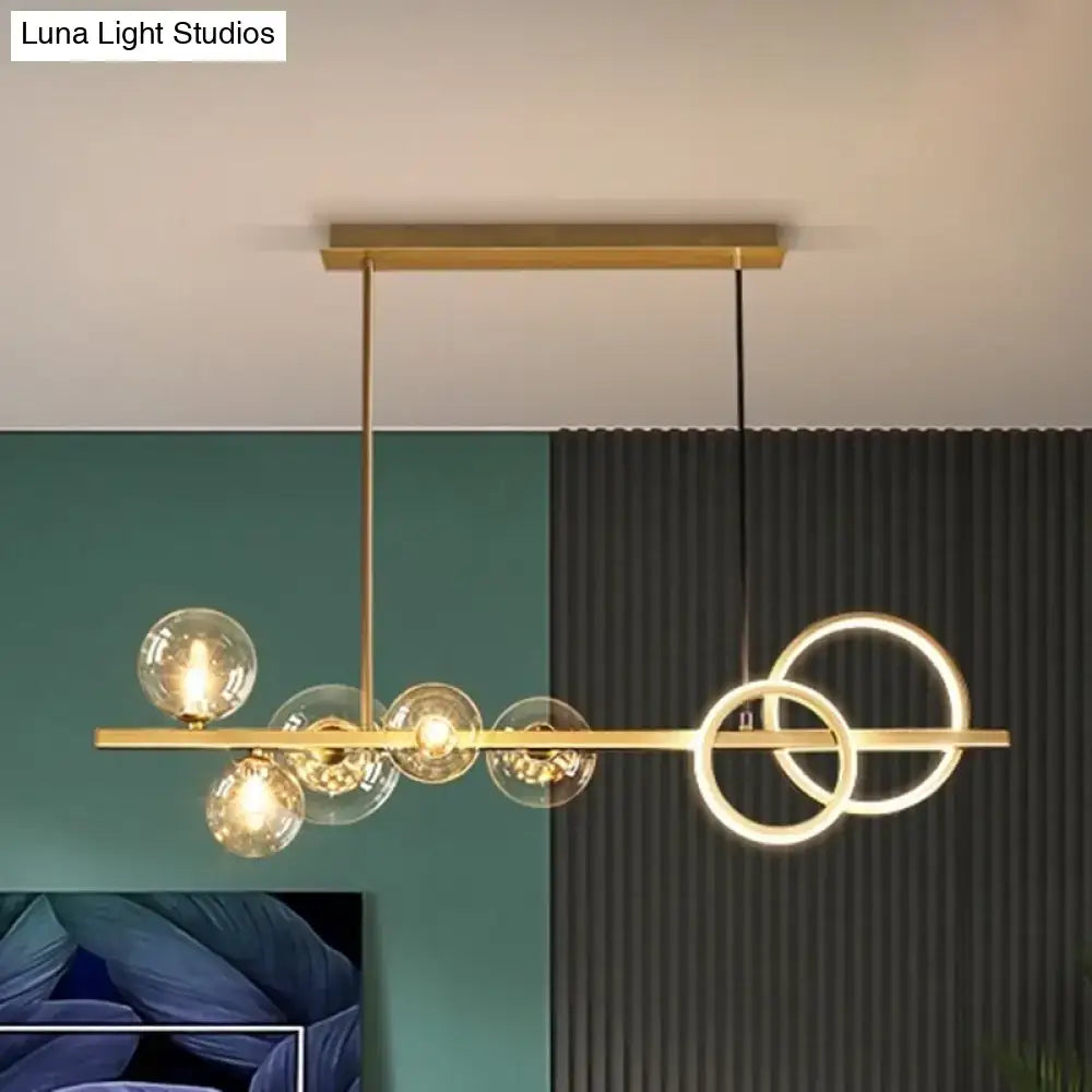 Modern gold glass island lamp dining room pendant light