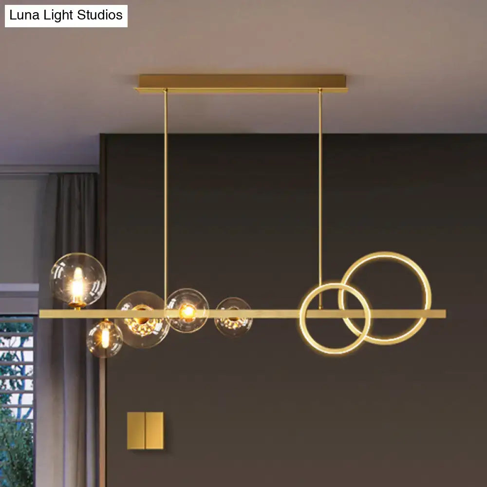Modern gold glass island lamp dining room pendant light