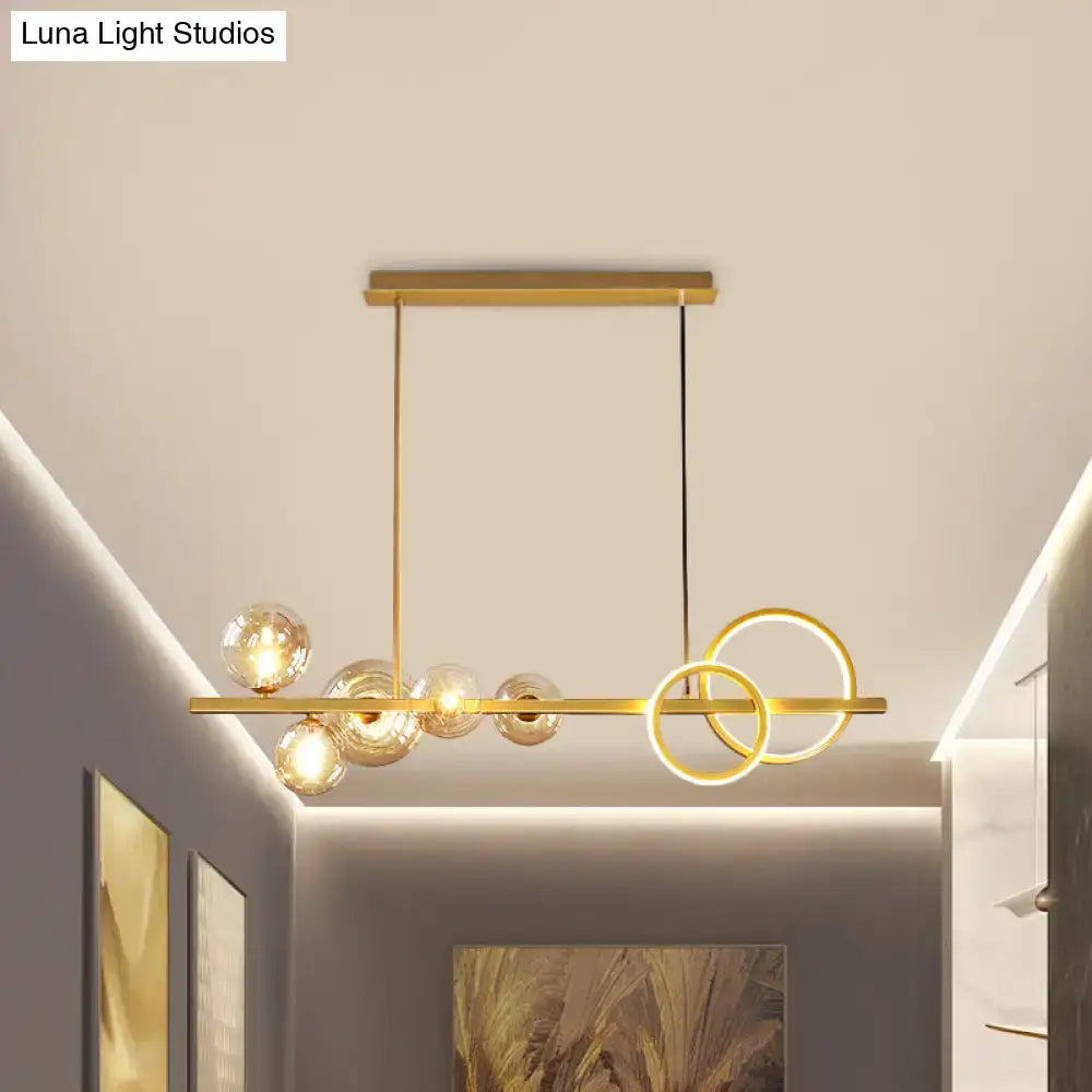 Modern gold glass island lamp dining room pendant light