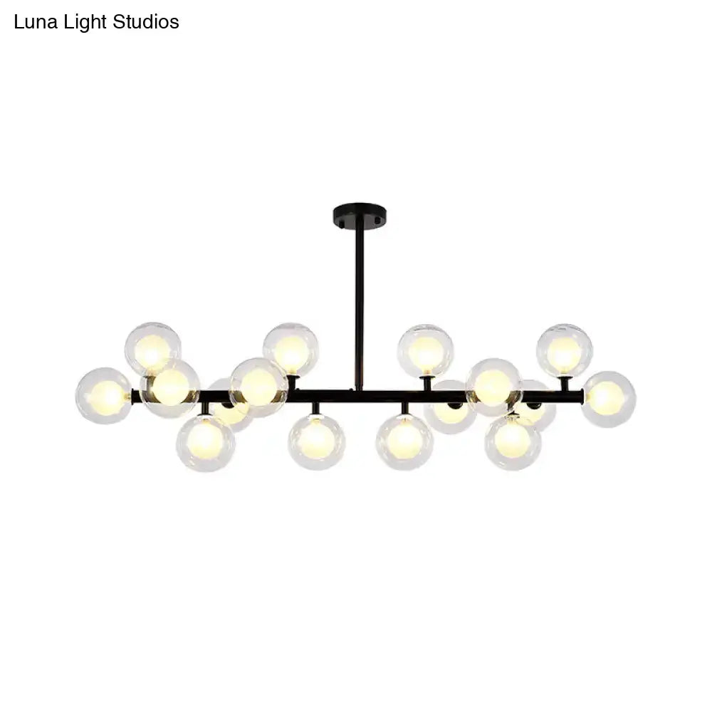 Modern black glass orb chandelier – living room 16 head light