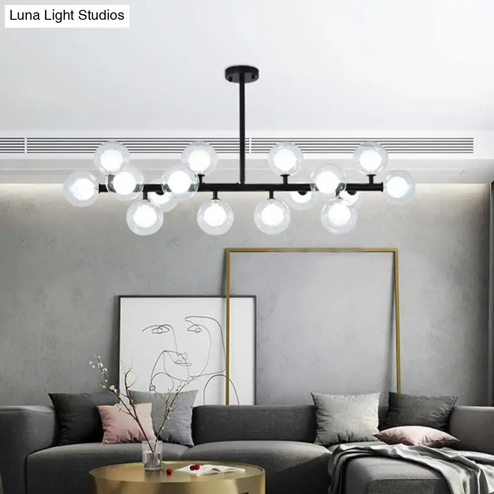 Modern black glass orb chandelier – living room 16 head light