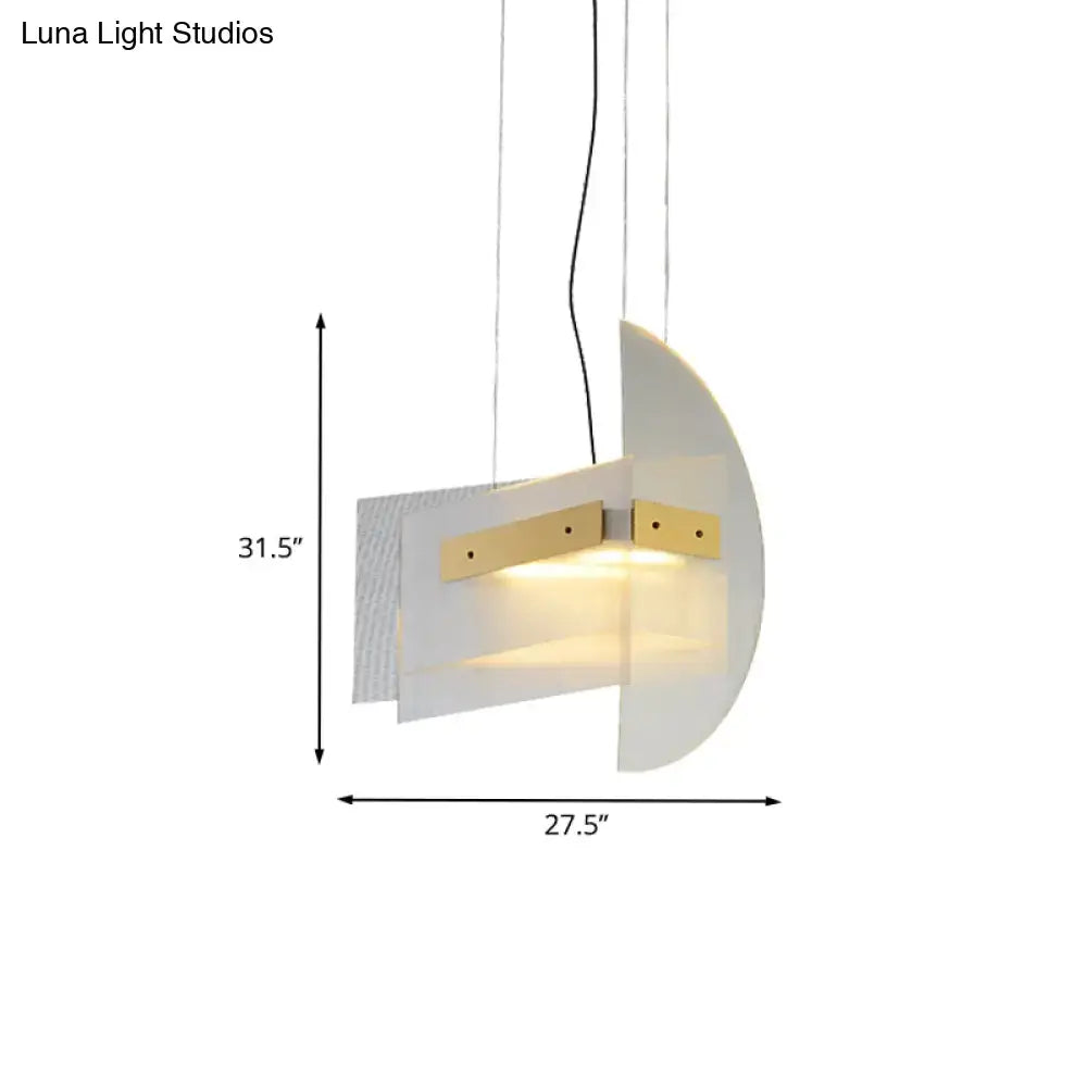 Modern white and gold geometric chandelier dining room light fixture