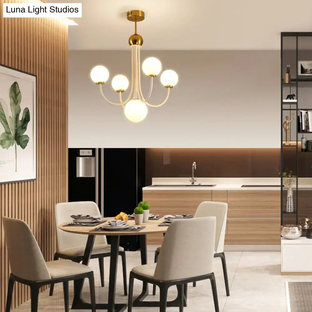 Modern gold glass spherical ceiling chandelier for dining room