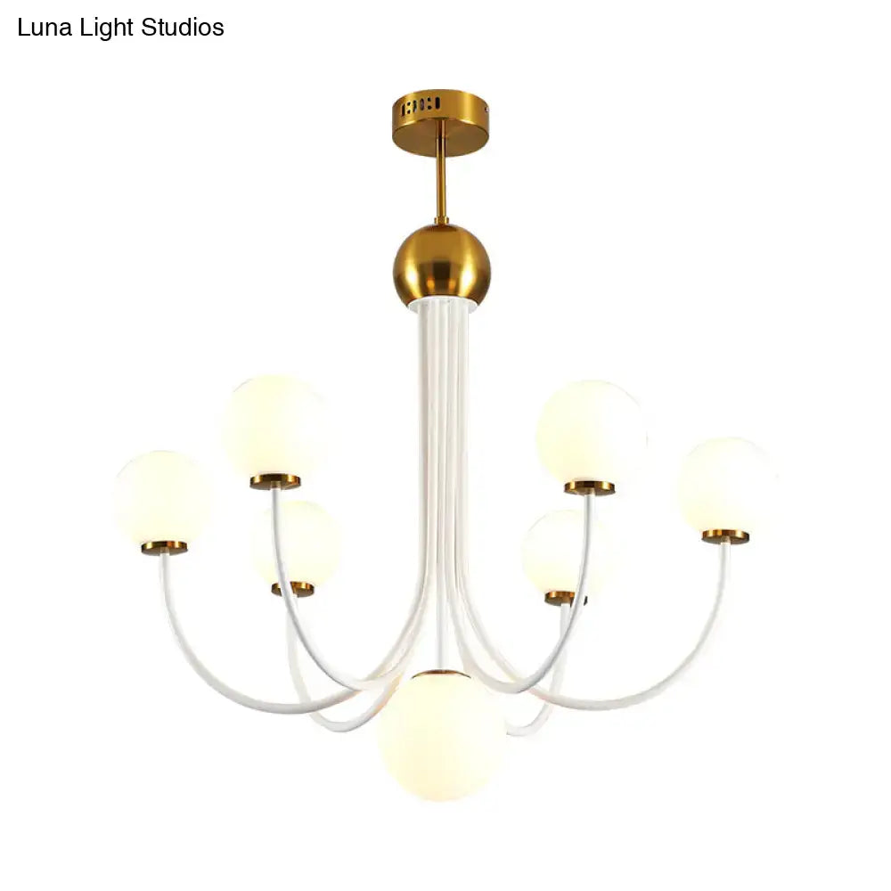 Modern gold glass spherical ceiling chandelier for dining room