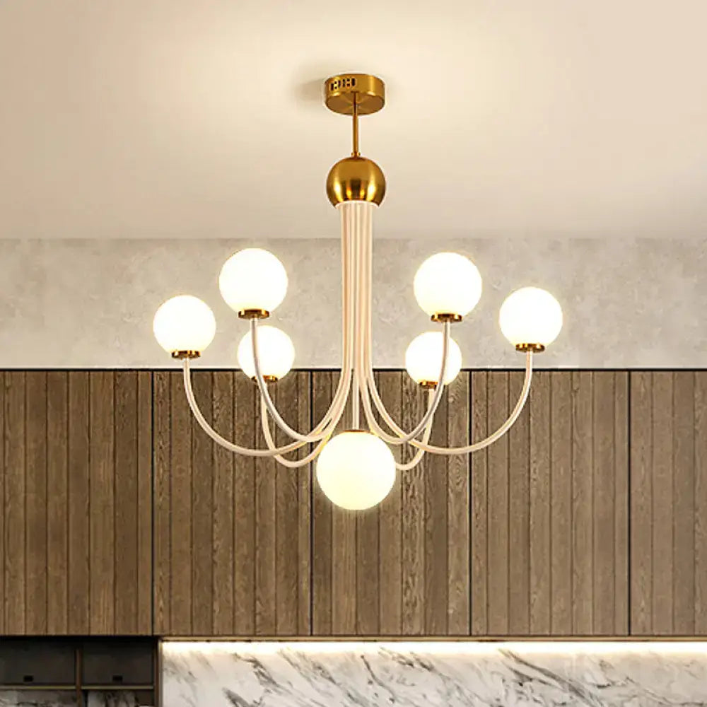 Modern gold glass spherical ceiling chandelier for dining room