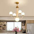 Modern gold glass spherical ceiling chandelier for dining room