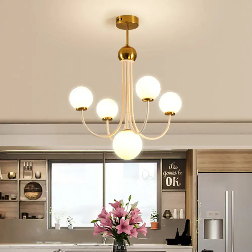 Modern gold glass spherical ceiling chandelier for dining room